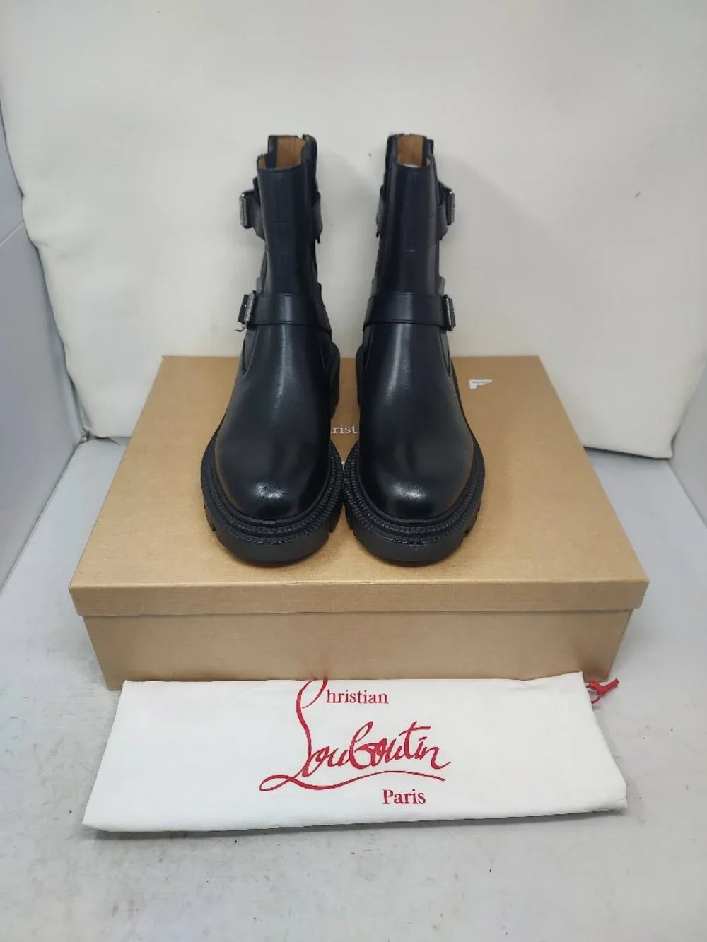 CHRISTIAN LOUBOUTIN Black MENS Oxybootie Buckle Leather Boot